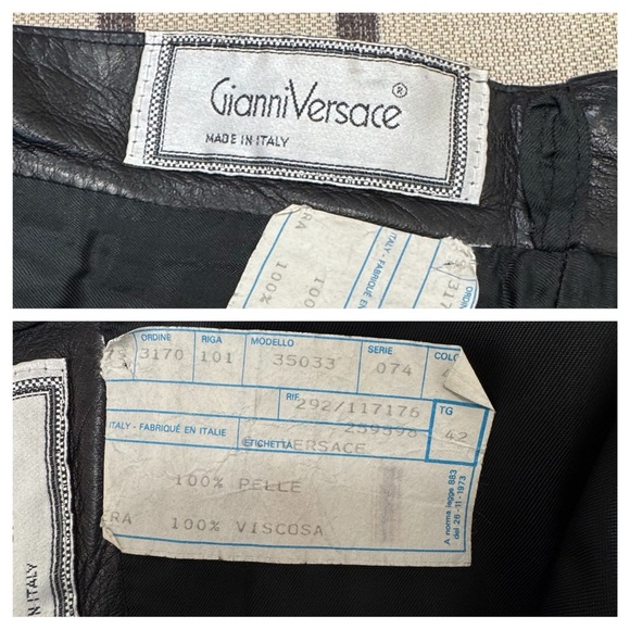 Gianni Versace Black Textured Genuine Leather Pencil Skirt Sz 42 US 10 - Picture 10 of 17